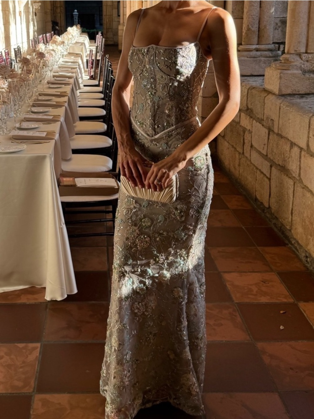 House of CB Naima Silver Embellished Beaded Corset Maxi Dress XS A-C NWOT - Picture 3 of 11